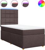 vidaXL Boxspring met matras stof donkerbruin 90x190 cm