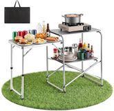 StarTech Latios Opklapbare campingtafel - Camping kookstation - Hittebestendig tafelblad - Met bijzettafel - Opvouwbaar - Met draagtas - Draagbare campingkeuken