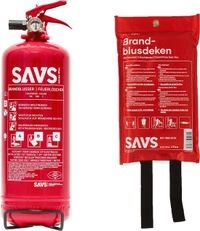 SAVS Brandblus box - Poeder middel - Brandblusser poeder 2 kg & Blusdeken 100x100cm