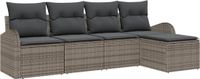 vidaXL Tuinbank - Set - Grijs - Polyrattan