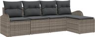 vidaXL Tuinbank - Set - Grijs - Polyrattan