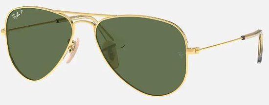 Ray-Ban Junior Aviator 0RJ9506S Gold/Green Polarized Sunglasses - Size: Medium (52)