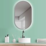 HOKO Miroir de salle de bain LED Ovale 50x90cm Cadre Blanc Anti-buée Éclairage indirect Température de couleur réglable en continu Fonction mémoire IP44 Vittoria