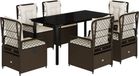 vidaXL 7-delige tuinset met kussens, bruin, polyrotan