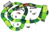 NOBO KIDS Piste de course avec parc de dinosaures : Piste flexible et voiture de course