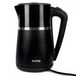 Huslog Waterkoker Dubbelwandig 1,7L, 2200W, Snelkookfunctie, Stil & Safe to Touch, Draadloos met 360° Basis, Afneembaar Deksel, Nauwkeurige Schenkkan, Zwart