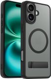 Coverzs Matte Hoesje met Standaard (Zwart) - Geschikt voor iPhone 13 - Hoesje Geschikt voor MagSafe - Stevige Case met Premium Bescherming