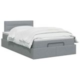 vidaXL Ottoman bed met matras, lichtgrijs, 120 x 200 cm, gestoffeerd