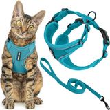 Voyager Ontsnappingsbestendig kattenharnas en riemset met reflecterende naden, neopreen handvat 1,5 m
