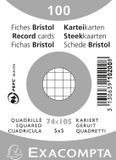 Exacompta 40x Pak 100 steekkaarten bristol in folie - geruit 5x5 niet geperforeerd 74x105mm - Wit