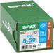 SPAX Roestvaststalen schroef, 5 x 50 mm, 180 stuks, Deeldraad, Verzonken kop, T-STAR plus T20, 4CUT, Roestvast staal A2