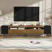 Meuble TV - Design moderne - 180 cm - Aspect bois noir - Convient pour le salon