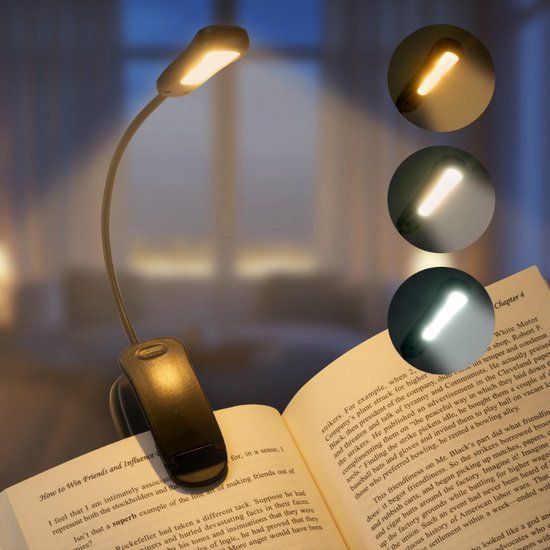 YONO Leeslampje voor Boek - Zwart - Oplaadbaar - Met Dimfunctie - Klemlamp
