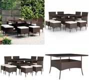 vidaXL 9-delige tuinset polyrattan bruin