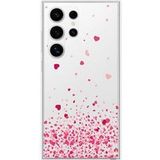 Samsung Galaxy S24 Ultra Confettis de coeurs rose bedrukt siliconen hoesje