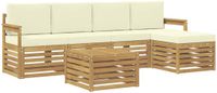vidaXL Bank loungeset 5 zitplaatsen Wit en crème Polyester Inclusief tafel