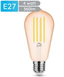 Modee E27 LED Lamp Dimbaar 4W - 300lm - 1800K - Warm Wit - LED Filament Amber ST64