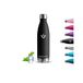 750 ml thermosfles, BPA-vrij, roestvrijstalen flessen, lekvrij, thermosfles, 18/8 roestvrij staal, metalen flessen, gemakkelijk mee te nemen, voor fitness, hardlopen, zwart