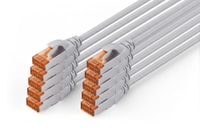 DIGITUS LAN-kabel Cat 7 – 1,5 m – 10 stuks – S/FTP afgeschermd – Grijs | Cat 6A-stekker – 10 Gbit/s – PoE++ – AWG 26/7 – LSZH – RJ45-netwerkkabel, patchkabel
