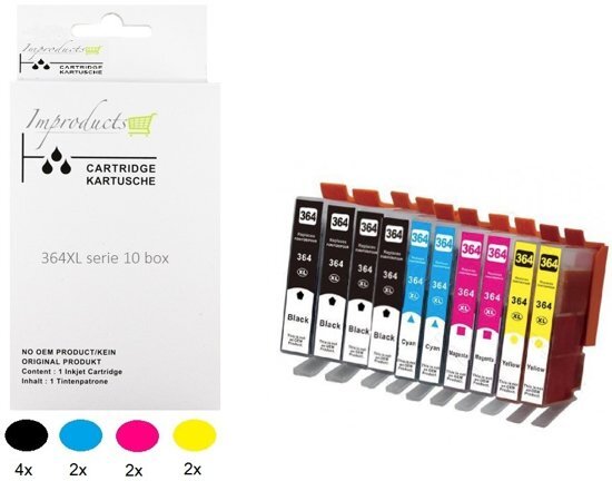 Improducts ImproductsÂ® Huismerk Inktcartridge Alternatief voor HP 364 XL, multipack van 10 stuks (4*BK, 2*CMY)