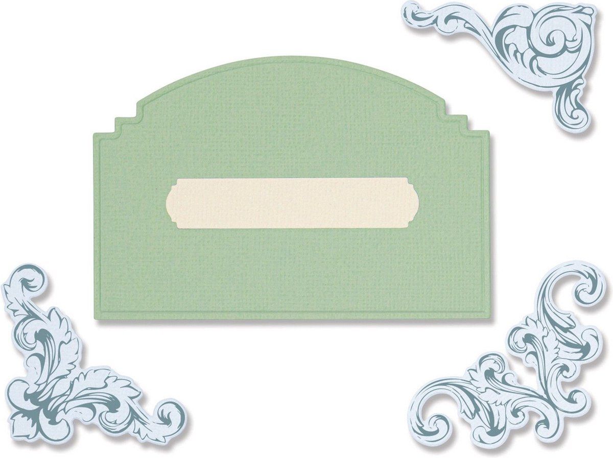 Sizzix Framelits Die Set with Stamps Vintage Corners - Transparant - 0630454280545