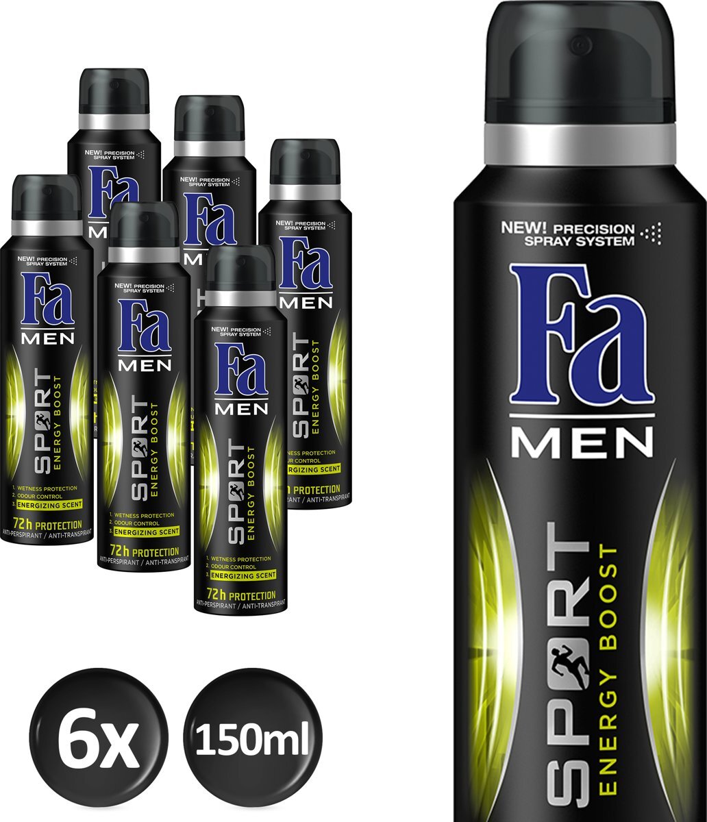 Fa Men Sport Double Power Boost Deodorant - 6 stuks - Voordeelverpakking