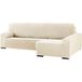 ECOMMERC3 Bielastische bankhoes voor chaise longue-bank, met lange arm rechts, bankovertrek voor chaise longue, kleur ecru, aanpasbaar aan alle modellen, sofahoes, aanpasbaar met schuim