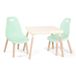 B. Speelgoed, tafel- en stoelset, meubels voor peuters, 1 knutseltafel en 2 stoelen, natuurlijke houten poten, mint, vanaf 3 jaar
