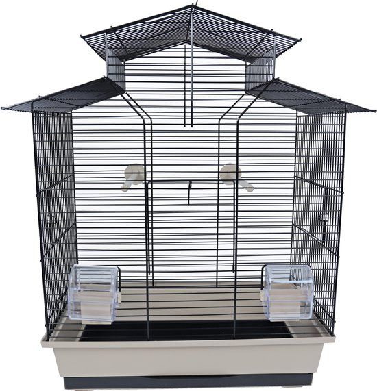Interzoo Vogelkooi - 51x30x60cm - Zwart/Beige - Complete Vogelkooi voor Vogels