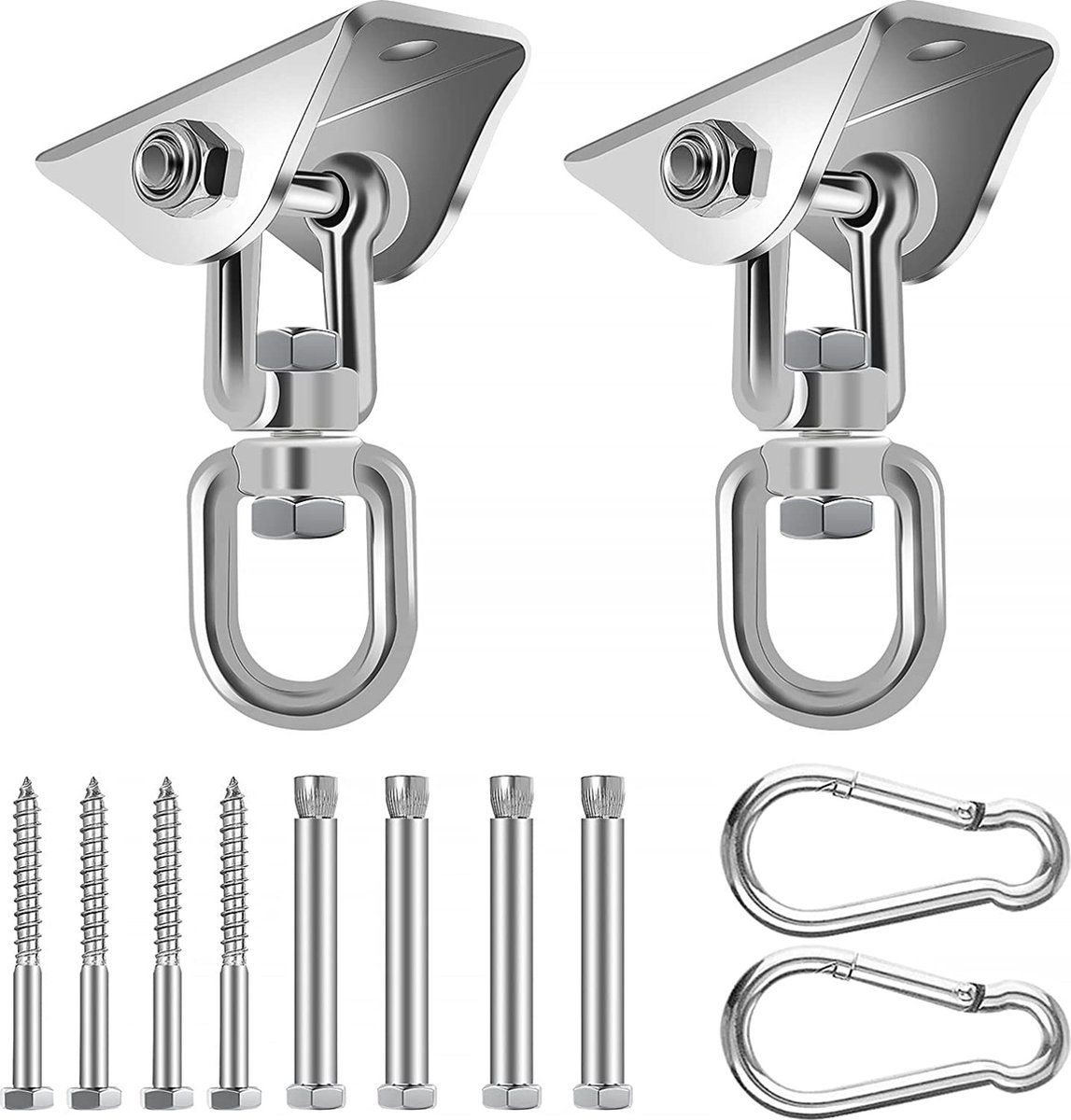 SWAWIS 2 stuks plafondhaken - 450 kg - 360 graden draaibaar - Zilver