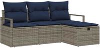 vidaXL Bankstel Grijs en Marineblauw