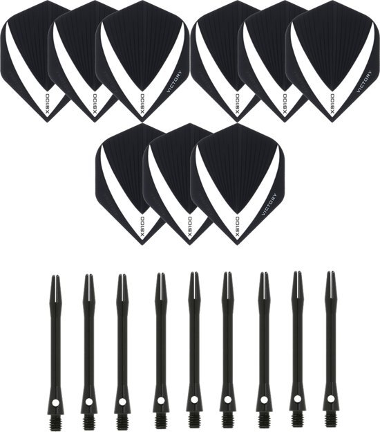 Dragon Darts 3 sets 9 stuks Super Sterke â€“ Wit/Clear - Vista-X â€“ darts flights â€“ inclusief 3 sets 9 stuks - medium - Aluminium - zwart - darts shafts