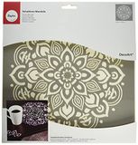 Rayher 38969000 sjabloon Mandala, 30,5 x 30,5 cm, motiefgrootte ca. 26,5 cm, polyester, lasergesneden, buigzaam, herbruikbaar, schildersjabloon, wandsjabloon kunststof, grijs