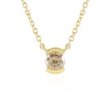 Cavill - Halsketting 925 Sterling Zilver Verguld - 0,225 Ct Champagne Diamant Rond Briljant - Bezel Zetting - Stijlvolle Sieraden