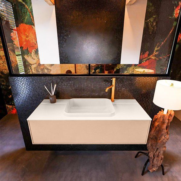 Mondiaz ERIN 120cm badmeubelset Rosee met 1 lade + Wastafel RIDGE Linen