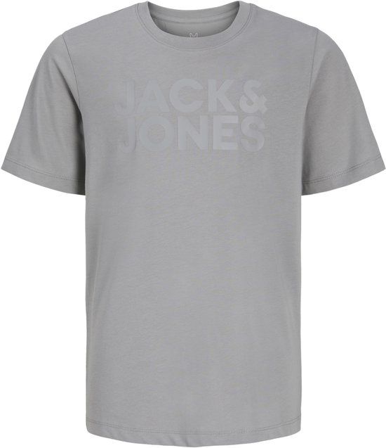 JACK&JONES JJECORP LOGO TEE SS O-NECK NOOS JNR Jongens T-shirt Katoen Ronde hals Logo Grijs Maat 128