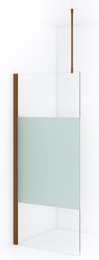 Maxaro Inloopdouche Diamond 90cm 8mm Helder Veiligheidsglas met Matte Strook Koper