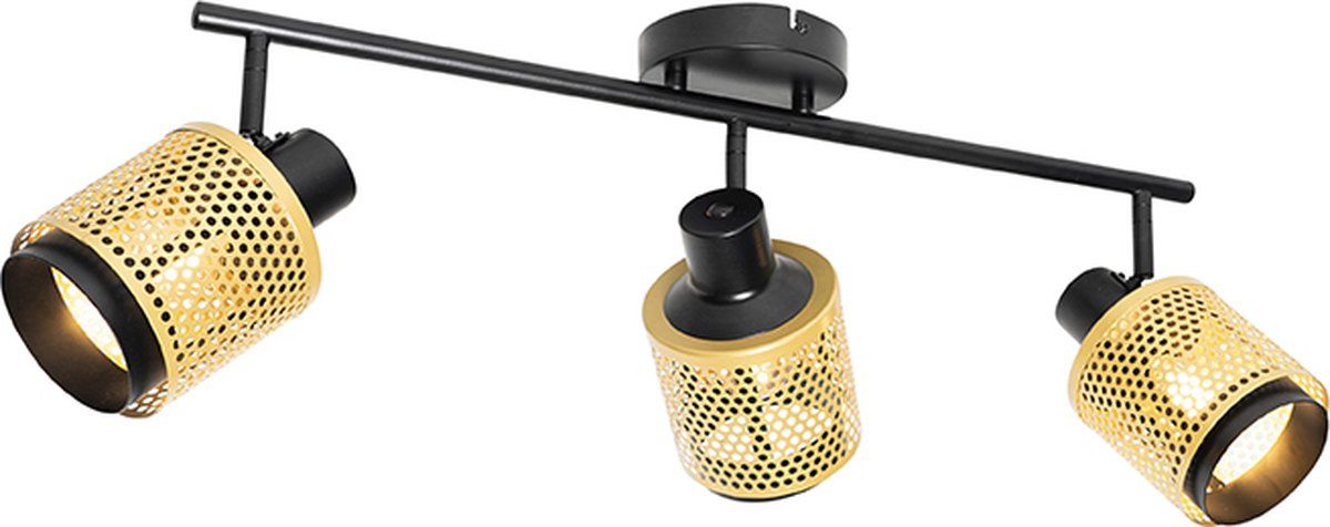 QAZQA Kayden - Industrial Wall and Ceiling Spot - 3 Lights - Gold/Brass
