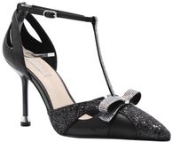 Liu Jo - Zwarte Nappa/Sequins T-strap Hakken Dames Schoenen - Maat 39