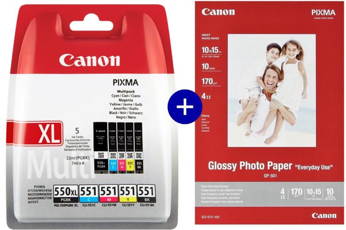 Canon PGI-550XL & CLI-551 - Inktcartridge - Incl. Fotopapier