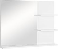 Kleankin Badkamerspiegel met 3 opbergruimtes wandspiegel spiegelplank badkamer MDF Wit