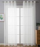 Gordijnbox Gordijnbox, set van 2 ooggordijnen, transparant, uni, gordijn, stores, gordijnen, loden bandafsluiting woonkamer, 20332-cn2, 100% polyester, wit, HxB 245x140 cm