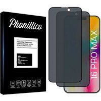 Phonillico® Gehard glas voor iPhone 16 PRO MAX [Pack 2] Zwarte anti-spionagefilm Glazen schermbescherming