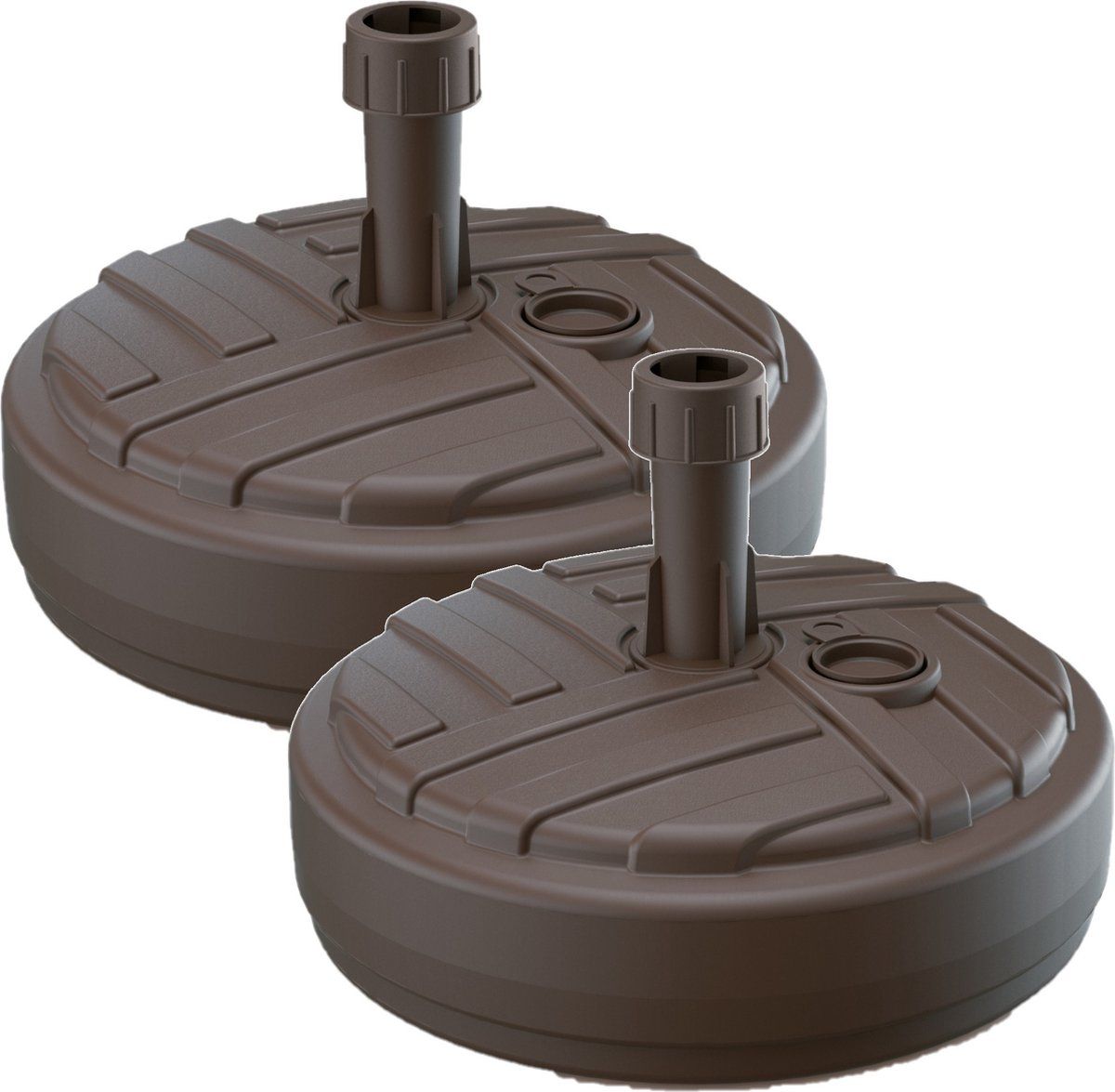 Prosperplast 2x Ronde Kunststof Parasolvoeten Bruin 10 Liter - 39 cm