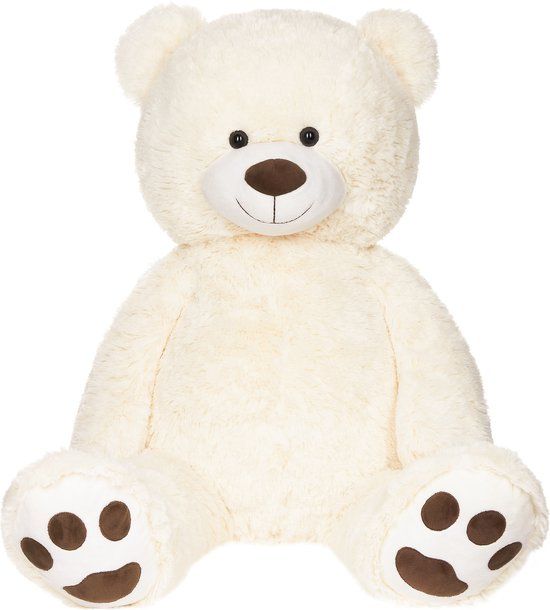 BRUBAKER XXL Teddybeer 100 cm - Wit - Pluche Knuffelbeer