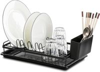 Merkloos / Sans marque Keukenrek Afdruiprek - Vaatwasser Organizer - Keuken Organiseren - Compact Ontwerp - 39 x 23 x 8cm - Zwart