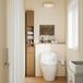 SoBuy Armoire de salle de bain haute pour petites salles de bain avec étagères réglables Armoire étroite peu encombrante pour lavabo marron BZR34-II-PF