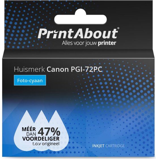 PrintAbout PGI-72PC Foto-cyaan Inktcartridge | Compatibel met Canon PIXMA PRO-10 | 15 ml
