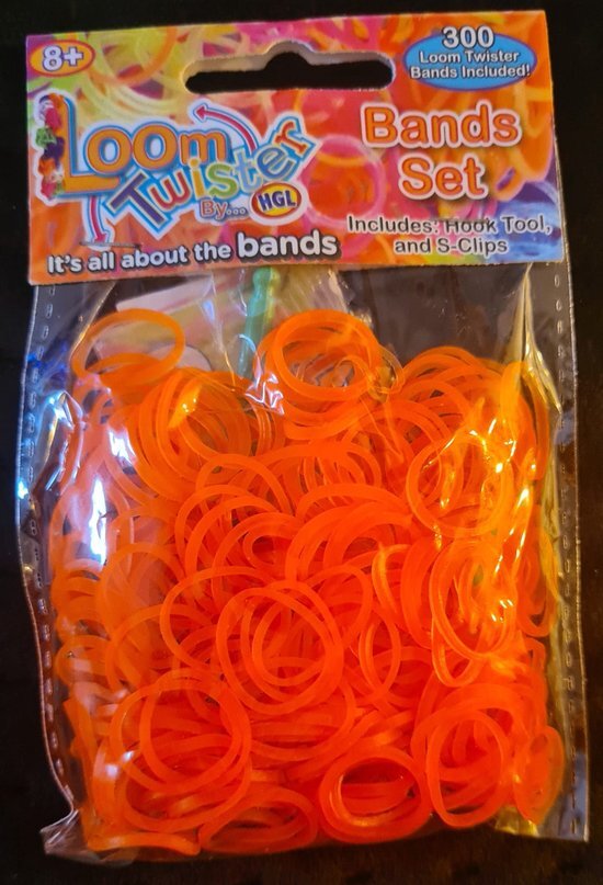 Kids Cadeau Shop Loom Bandjes - Neon Oranje - 300 stuks - Loombandjes - Loom Twister - Loomelastiekjes - Elastiekjes - Inlcusief S-Clips / Haakjes