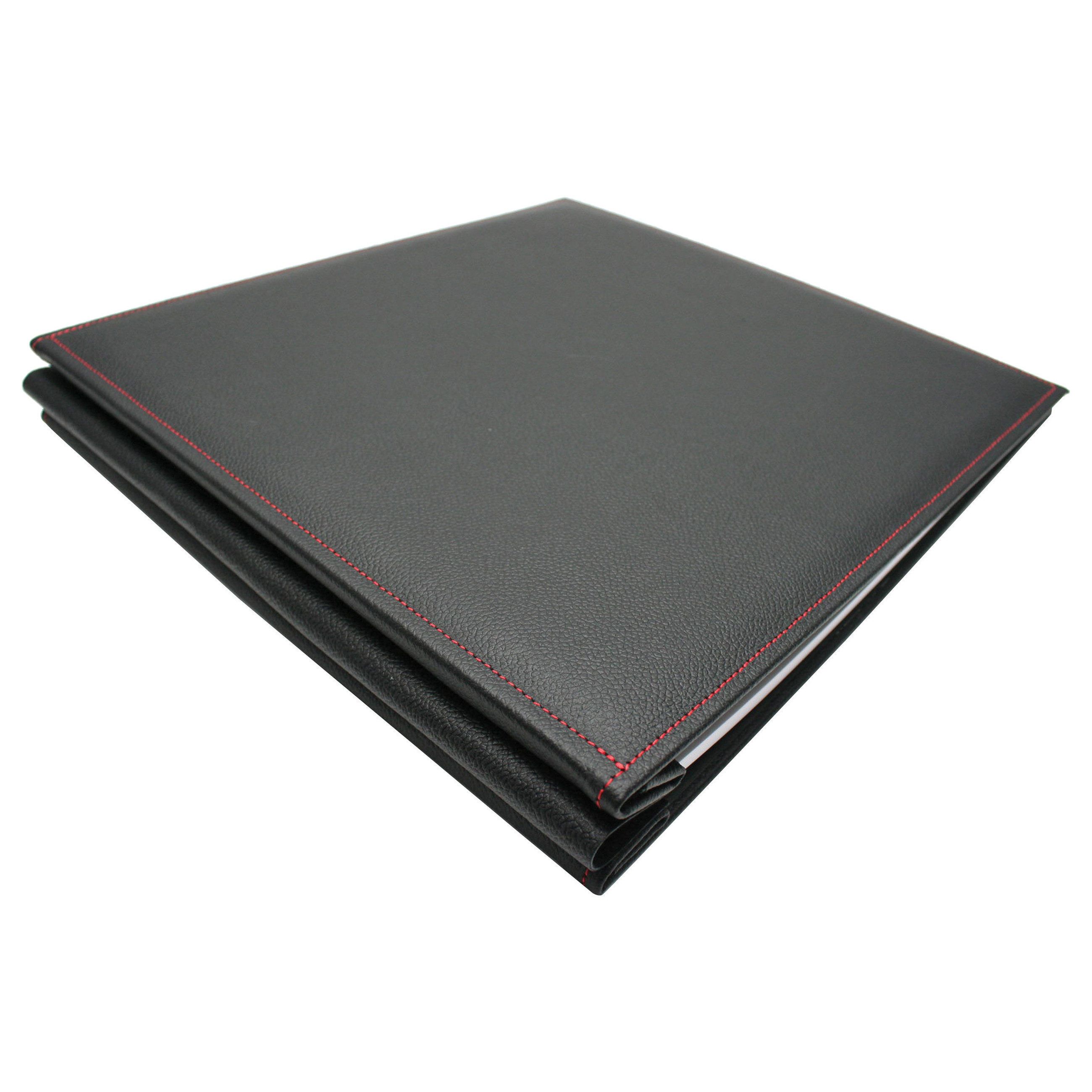 Hahnemühle Leather Album Cover Cushened Red Stitch 12x12